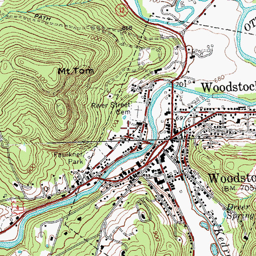 Topographic Map of Billings Park and Trails, VT