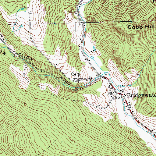 Topographic Map of Bridgewater Center Cemetery, VT