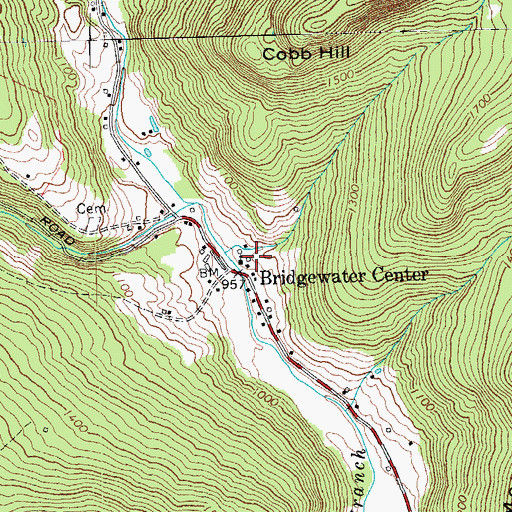 Topographic Map of Bridgewater Center Oak Chapel, VT