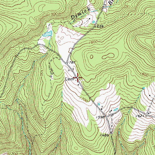 Topographic Map of Bridgewater Hill Cemetery, VT