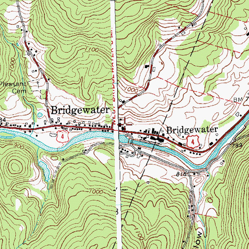 Topographic Map of Bridgewater Village School, VT