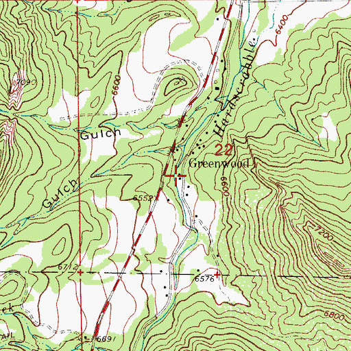 Topographic Map of Greenwood, CO