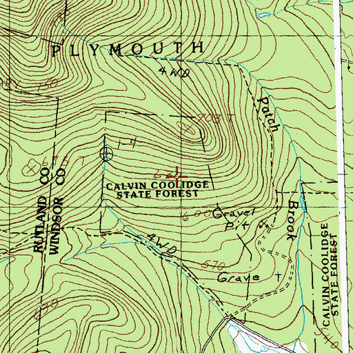 Topographic Map of Calvin Coolidge State Forest, VT