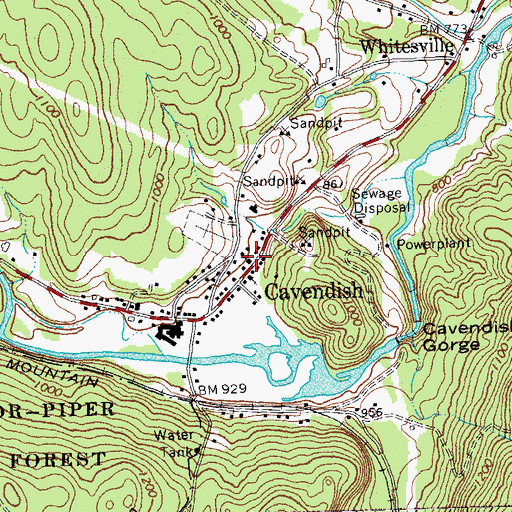 Topographic Map of Cavendish Baptist Church, VT
