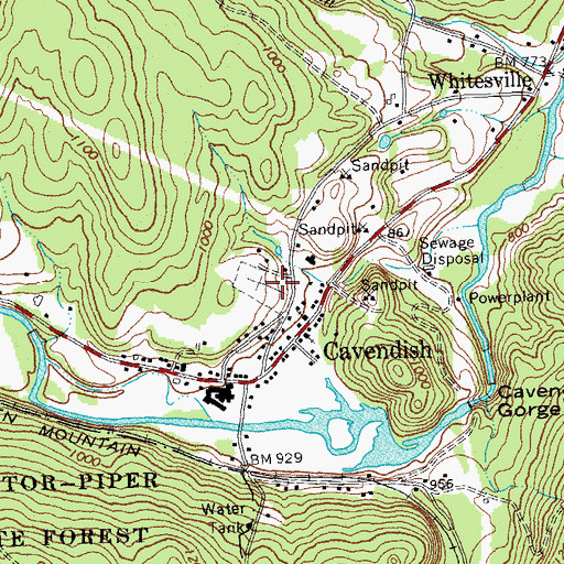 Topographic Map of Cavendish Village Cemetery, VT