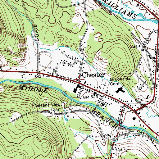 Topographic Map of Chester Congregational Church, VT