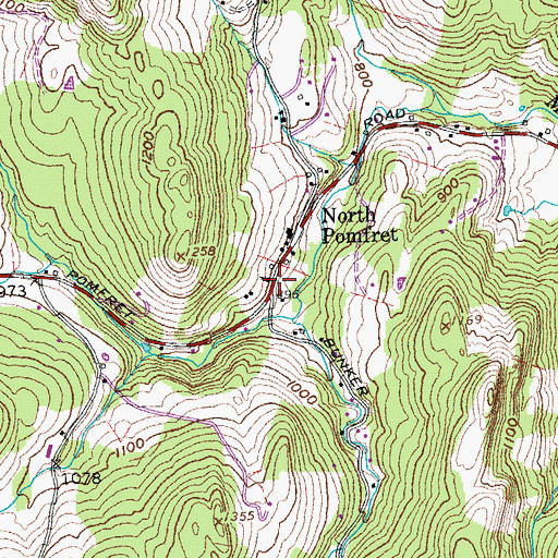Topographic Map of Congregational Church of North Pomfret, VT