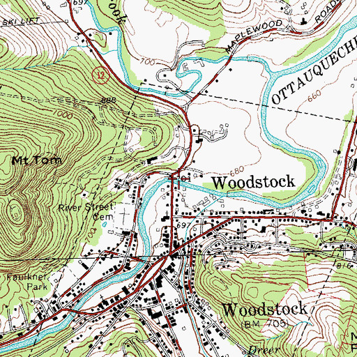 Topographic Map of Elm Street Bridge, VT