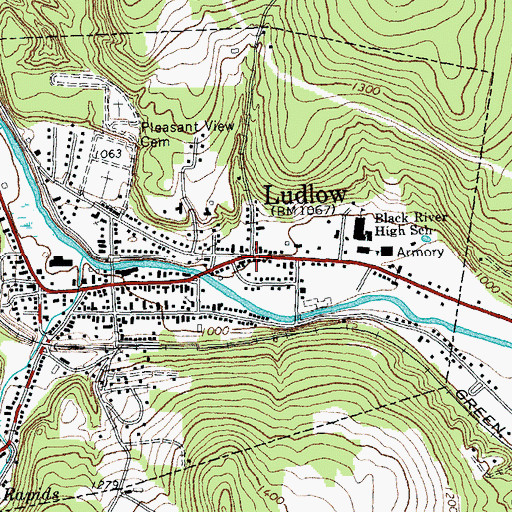 Topographic Map of Fletcher Memorial Library, VT
