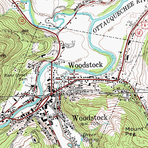 Topographic Map of Frost Mill, VT