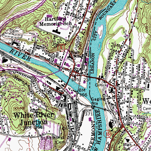 Topographic Map of Hartford Municipal Building, VT