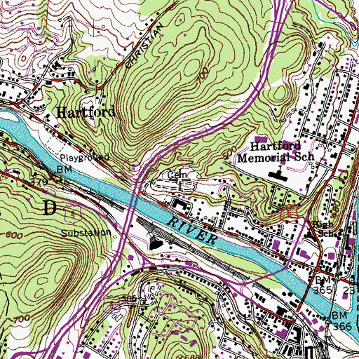 Topographic Map of Hartford Point Cemetery, VT