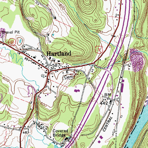Topographic Map of Hartland Cemetery, VT
