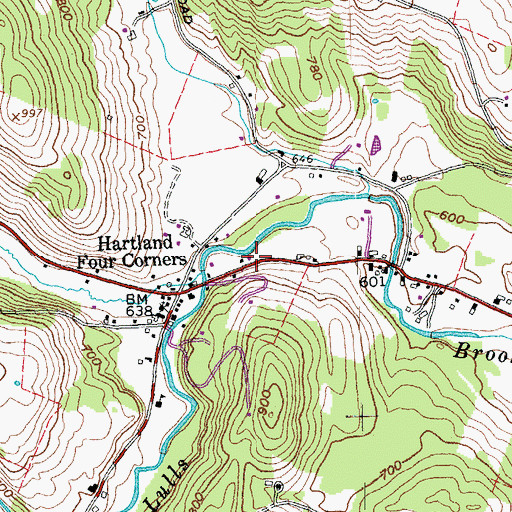 Topographic Map of Hartland Four Corners Post Office, VT