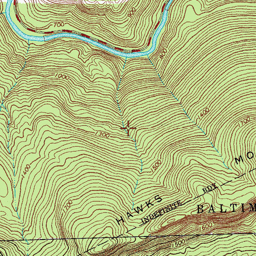 Topographic Map of Hawks Mountain Wildlife Management Area, VT