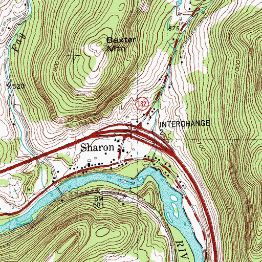 Topographic Map of Interchange 2, VT