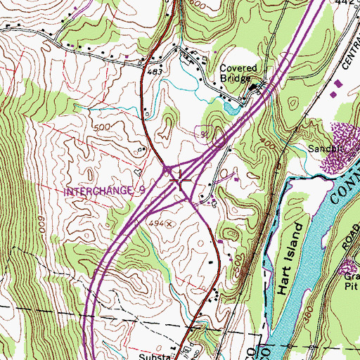 Topographic Map of Interchange 9, VT