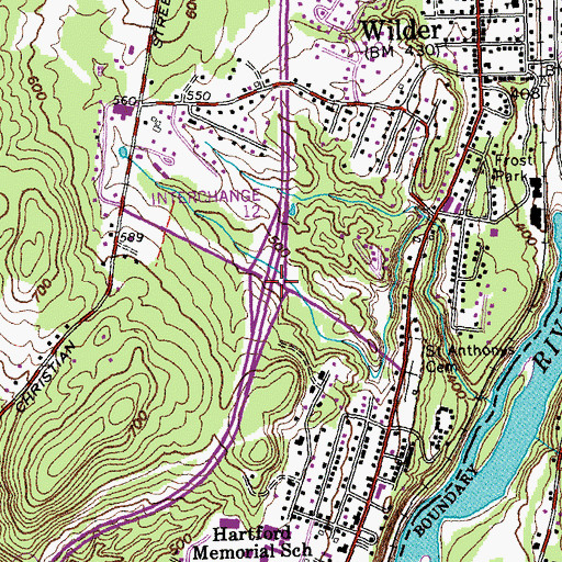 Topographic Map of Interchange 12, VT