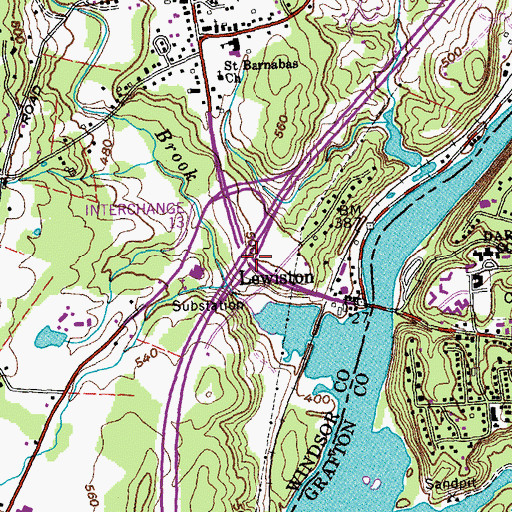 Topographic Map of Interchange 13, VT