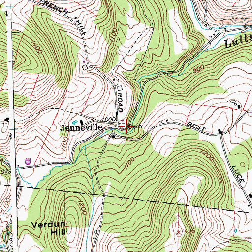 Topographic Map of Jenneville Cemetery, VT