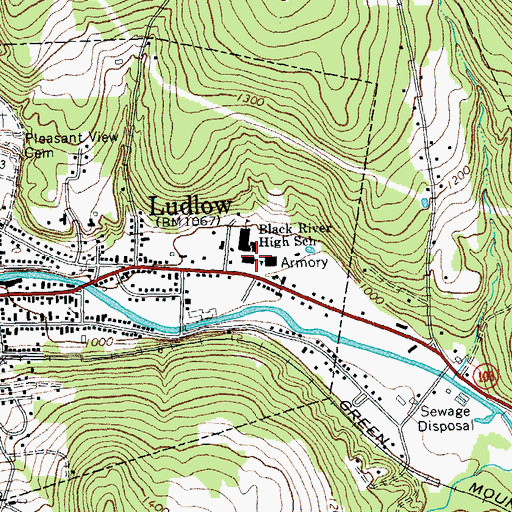 Topographic Map of Ludlow Elementary School, VT