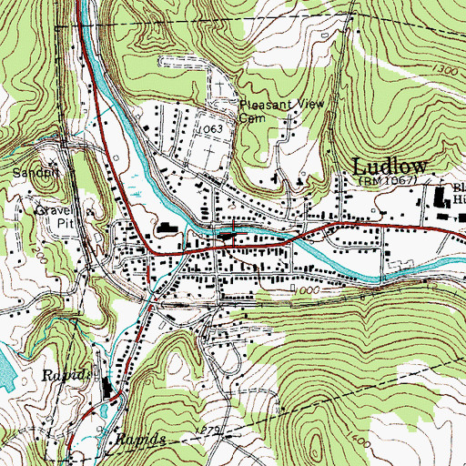 Topographic Map of Ludlow Shopping Plaza Shopping Center, VT