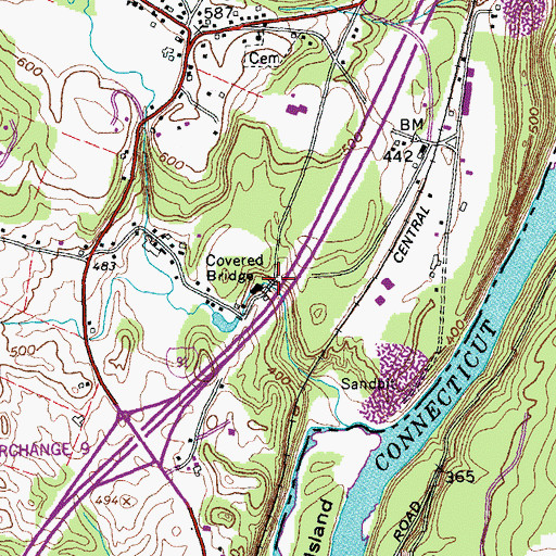 Topographic Map of Martins Mill Covered Bridge, VT