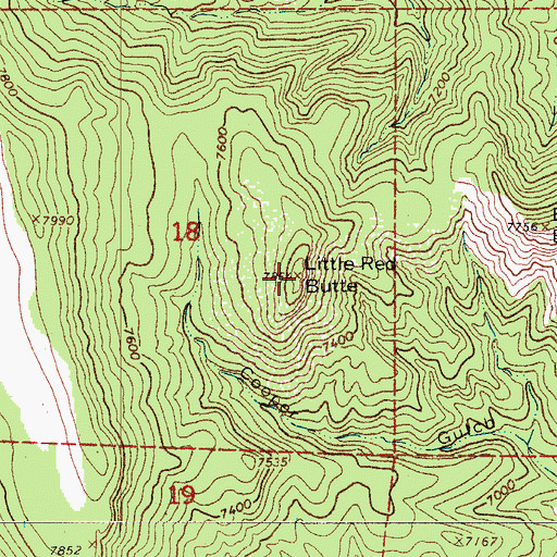 Topographic Map of Little Red Butte, CO