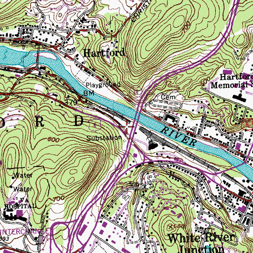 Topographic Map of Memorial Park, VT
