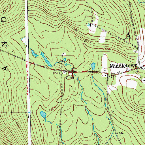 Topographic Map of Middletown Cemetery, VT