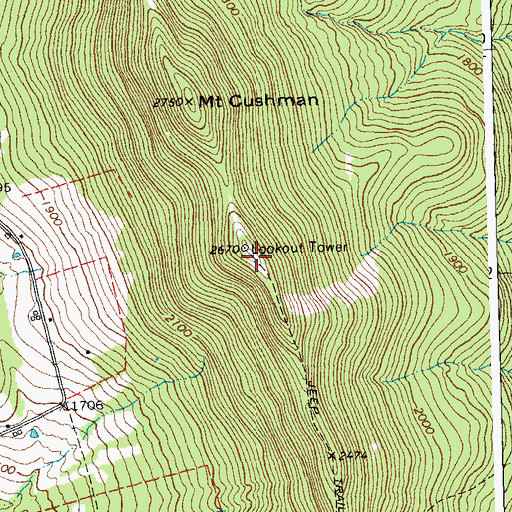 Topographic Map of Mount Cushman State Park, VT
