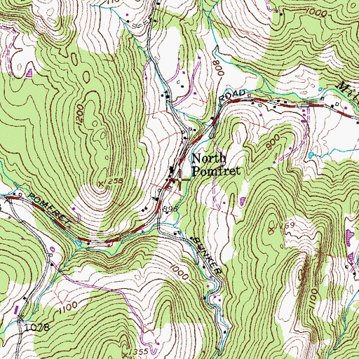 Topographic Map of North Pomfret Post Office, VT