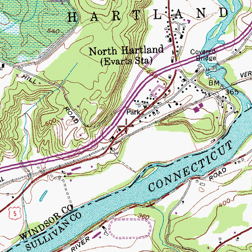 Topographic Map of North Hartland Community Church, VT