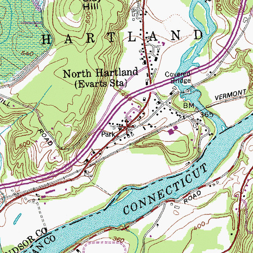 Topographic Map of North Hartland Post Office, VT