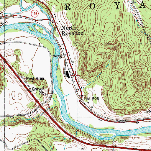 Topographic Map of North Royalton Cemetery, VT
