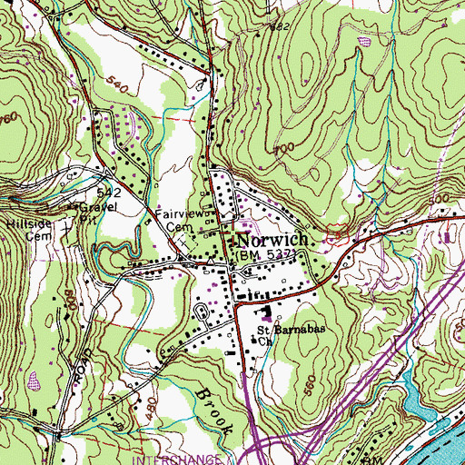 Topographic Map of Norwich Village Historic District, VT