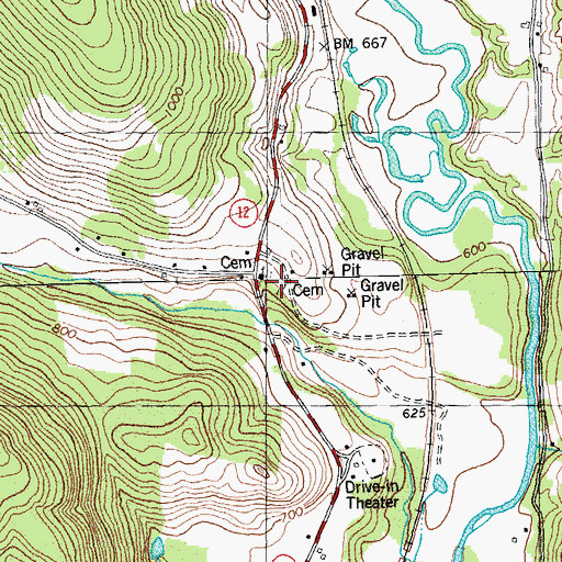 Topographic Map of Old Church Cemetery, VT