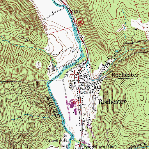 Topographic Map of Old Village Cemetery, VT