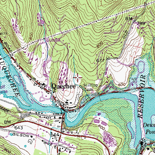 Topographic Map of Ottauquechee School, VT