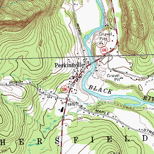 Topographic Map of Perkinsville Community Church, VT