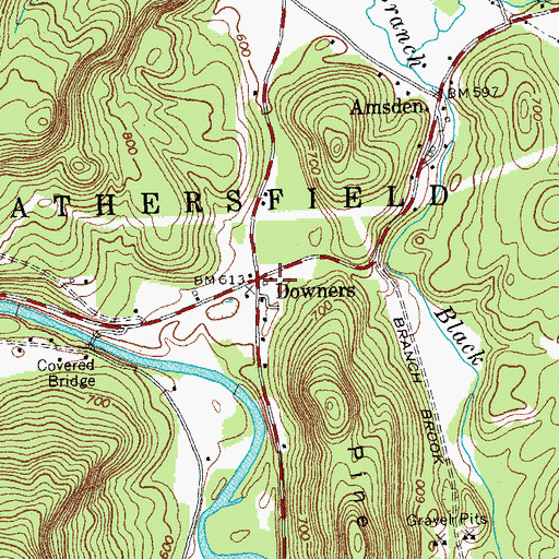 Topographic Map of Perkinsville Post Office, VT
