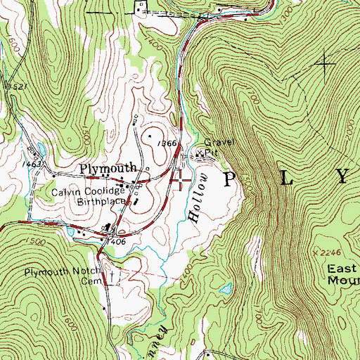 Topographic Map of Plymouth Notch Historic District, VT
