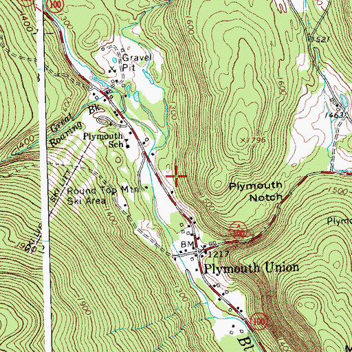 Topographic Map of Plymouth Village Campground, VT