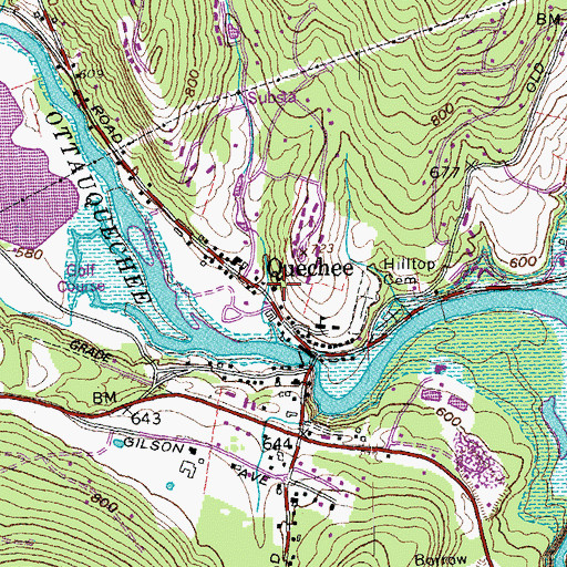 Topographic Map of Quechee Community Church, VT