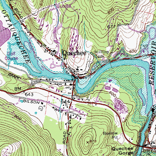 Topographic Map of Quechee Covered Bridge, VT