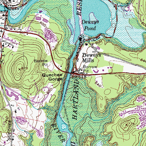 Topographic Map of Quechee Gorge Bridge, VT