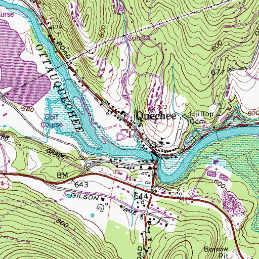 Topographic Map of Quechee Post Office, VT
