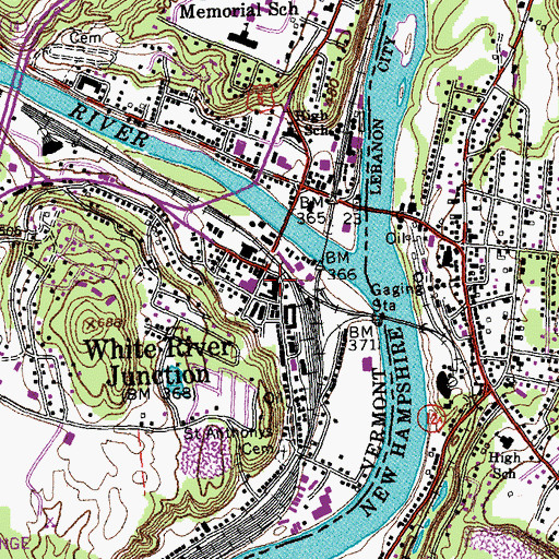Topographic Map of River City Arts and White River Theater, VT