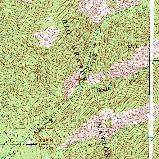 Topographic Map of South Fork Wild Cherry Creek, CO