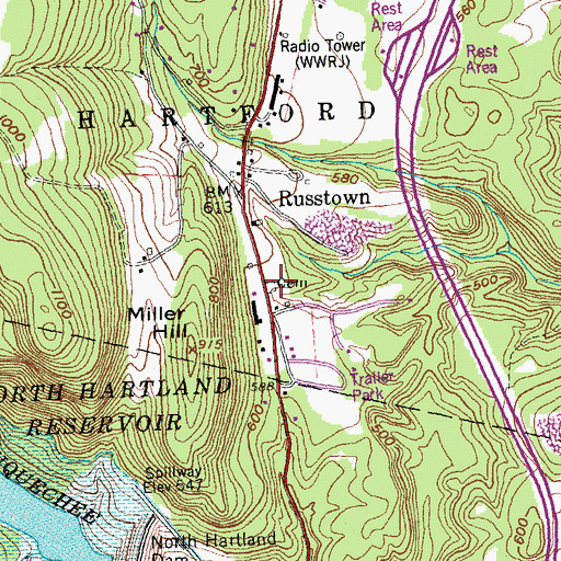 Topographic Map of Russtown Cemetery, VT